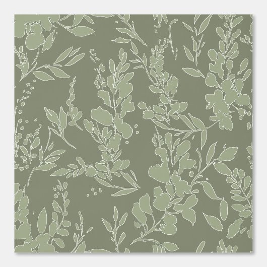 Flora textured wallpaper in olive green  壁紙 (正面)