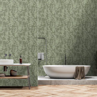 Flora textured wallpaper in olive green  壁紙