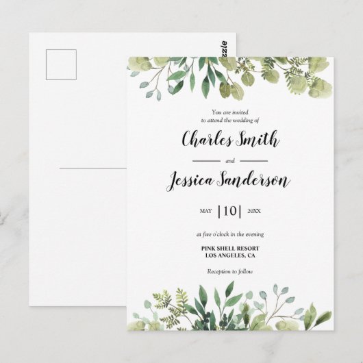 Flora Verde Invitación ポストカード (正面/裏面)