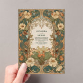 Flora Vintage Art Nouveau Wedding アクリル招待状 (インサイチュ (ポータブル))