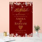 FloraIエレガントワイルドフラワーイスラム結婚カップル アクリルサイン (ウェディング)