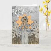 Floralヴィンテージのアールデコの女性挨拶状 カード (黄色い花)