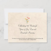 Floral 100th Birthday – Elegant Wildflower サンキューカード (裏面)