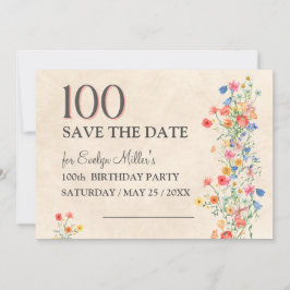 Floral 100th Birthday – Elegant Wildflowers セーブザデート