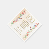 Floral 100th Birthday – Golden Wildflowers Design スタンダードカクテルナプキン (角)