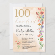 Floral 100th Birthday – Golden Wildflowers Design