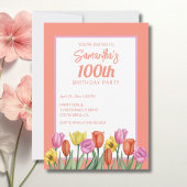 Floral 100th Birthday Party 招待状