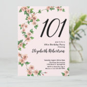 Floral 101st Birthday Invitation in Blush Pink 招待状 (スタンド正面)