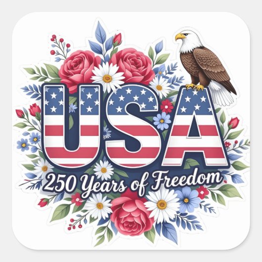 Floral 250 years of freedom スクエアシール (正面)