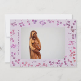 Floral 2 Photo Birth Announcement 案内状