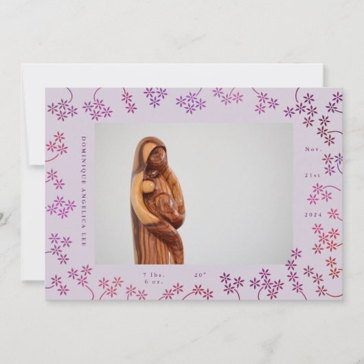 Floral 2 Photo Birth Announcement 案内状 (正面)