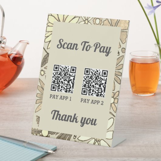 Floral 2 QR Code Scan To Pay Professional 台座サイン (インサイチュ)
