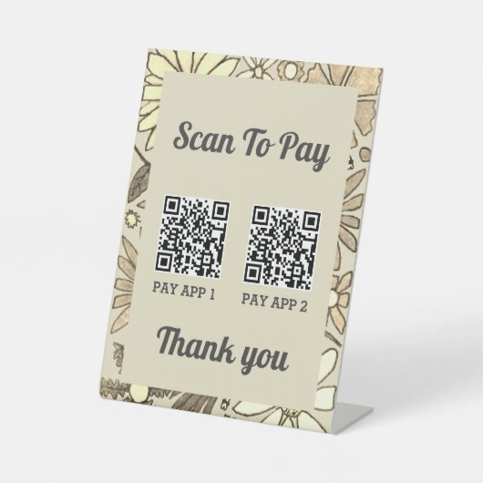 Floral 2 QR Code Scan To Pay Professional 台座サイン (正面)