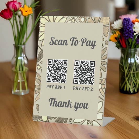 Floral 2 QR Code Scan To Pay Professional 台座サイン