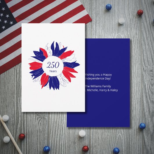 Floral 4th of July Patriotic USA 250 Anniversary シーズンカード