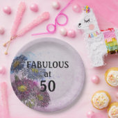 Floral 50 and Fab Birthday Party Paper Plates ペーパープレート (パーティー)