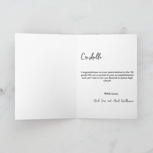 Floral 6 7 Meme Elementary Graduation Card カード (内部)