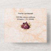 Floral 70th Birthday Celebration Gold Foil Balloon オールインワン招待状 (裏面)