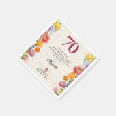 Floral 70th Birthday - Elegant Garden Party スタンダードカクテルナプキン (角)