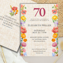 Floral 70th Birthday - Elegant Garden Party 招待状