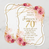 Floral 70th Birthday Invitation 招待状 (正面/裏面)