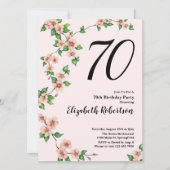 Floral 70th Birthday Invitation in Blush Pink 招待状 (正面)