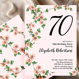 Floral 70th Birthday Invitation in Blush Pink 招待状