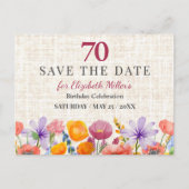 Floral 70th Save the Date - Garden Party 案内ポストカード (正面)