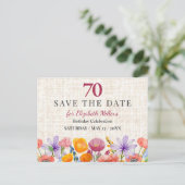 Floral 70th Save the Date - Garden Party 案内ポストカード (スタンド正面)