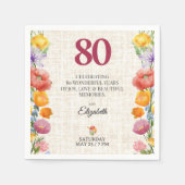 Floral 80th Birthday Party - Chic Linen Garden スタンダードカクテルナプキン (正面)