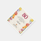 Floral 80th Birthday Party - Chic Linen Garden スタンダードカクテルナプキン (角)