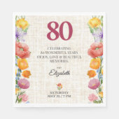 Floral 80th Birthday Party - Chic Linen Garden スタンダードランチョンナプキン (正面)