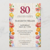 Floral 80th Birthday Party - Elegant Garden 招待状 (正面)