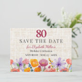 Floral 80th Birthday Save the Date - Garden Party 招待状 (スタンド正面)
