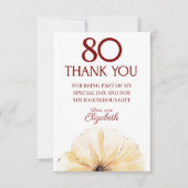 Floral 80th Birthday Thanks - Elegant Yellow Bloom サンキューカード (正面)