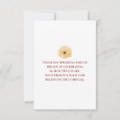 Floral 80th Birthday Thanks - Elegant Yellow Bloom サンキューカード (裏面)