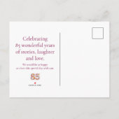 Floral 85th Birthday - 85 Elegant Save the Date 案内ポストカード (裏面)