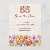 Floral 85th Birthday - 85 Elegant Save the Date 案内ポストカード (正面)