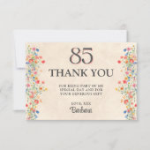 Floral 85th Birthday – Elegant Wildflower 85 years サンキューカード (正面)