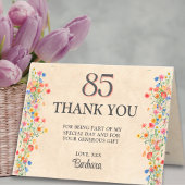 Floral 85th Birthday – Elegant Wildflower 85 years サンキューカード