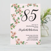Floral 85th Birthday Invitation in Blush Pink 招待状 (スタンド正面)