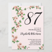 Floral 87th Birthday Invitation in Blush Pink 招待状 (正面)