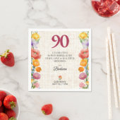 Floral 90th Birthday Party - Chic Linen Garden スタンダードカクテルナプキン (インサイチュ)