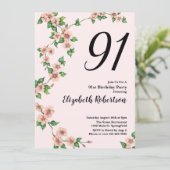 Floral 91st Birthday Invitation in Blush Pink 招待状 (スタンド正面)