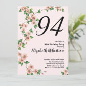 Floral 94th Birthday Invitation in Blush Pink 招待状 (スタンド正面)