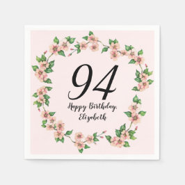 Floral 94th Birthday Pretty Blush Pink スタンダードカクテルナプキン