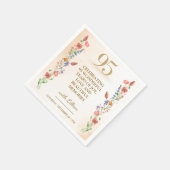Floral 95th Birthday - Gold Wildflowers Design 95 スタンダードカクテルナプキン (角)
