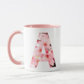 Floral A Initial Mug | Personalized Name & Traits マグカップ (左)