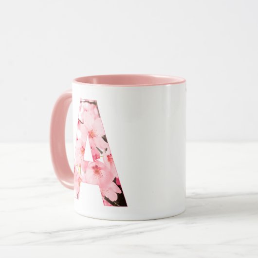 Floral A Initial Mug | Personalized Name & Traits マグカップ (正面左)