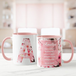 Floral A Initial Mug | Personalized Name & Traits マグカップ